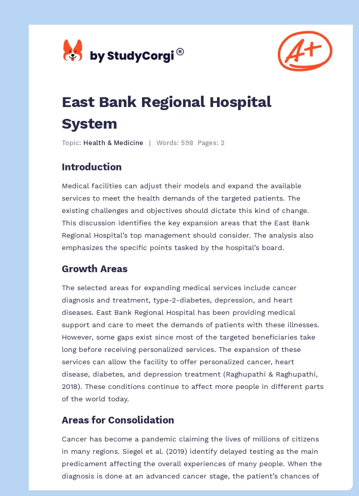 East Bank Regional Hospital System. Page 1