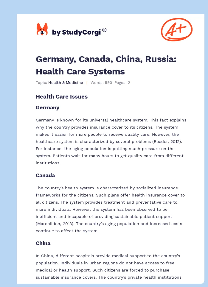 Germany, Canada, China, Russia: Health Care Systems. Page 1
