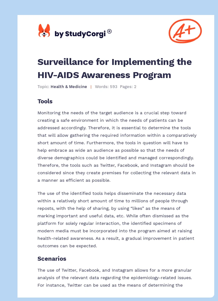 Surveillance for Implementing the HIV-AIDS Awareness Program. Page 1