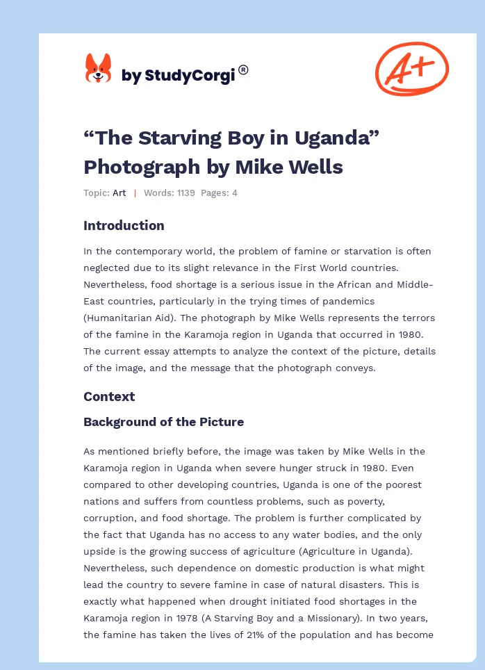 “The Starving Boy in Uganda” Photograph by Mike Wells. Page 1