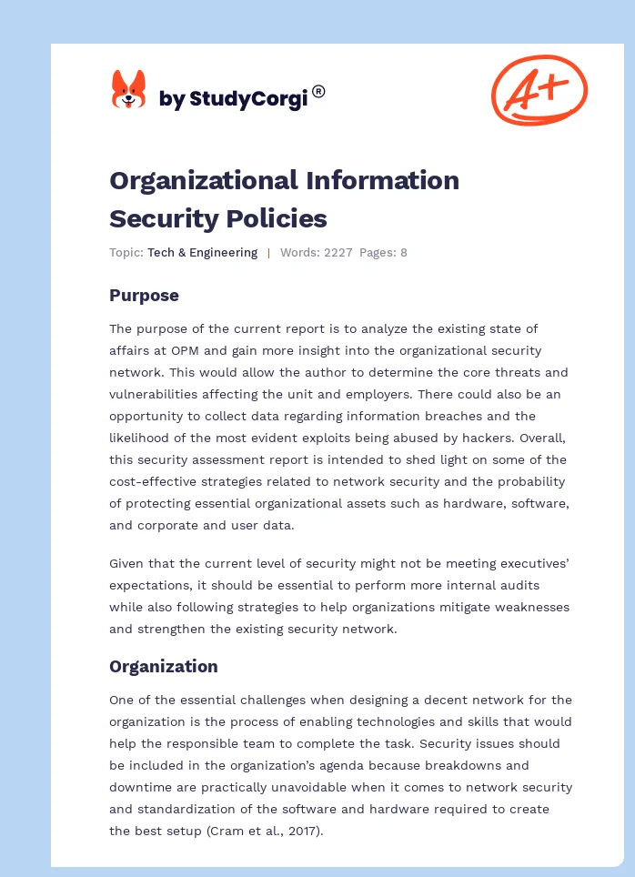 Organizational Information Security Policies. Page 1