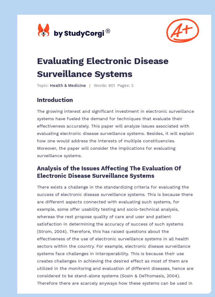 Evaluating Electronic Disease Surveillance Systems. Page 1