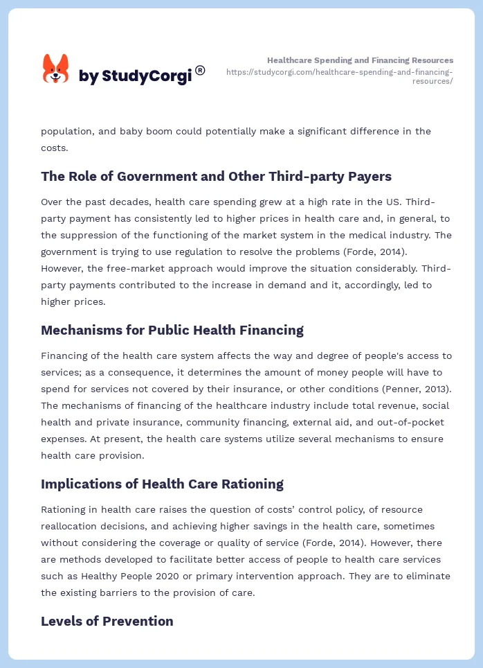 Healthcare Spending and Financing Resources. Page 2