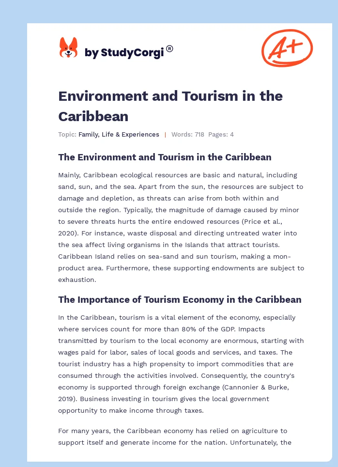 Environment and Tourism in the Caribbean. Page 1