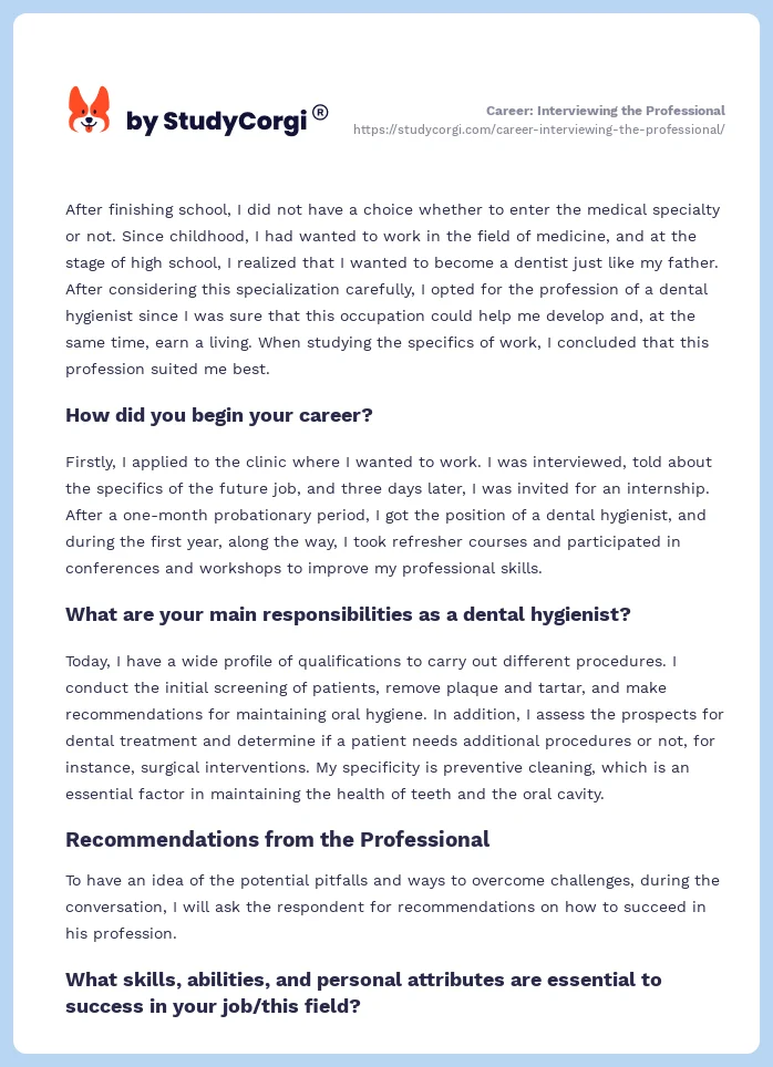 Career: Interviewing the Professional. Page 2