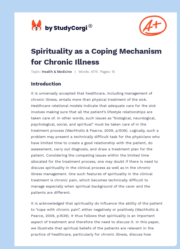 Spirituality as a Coping Mechanism for Chronic Illness. Page 1