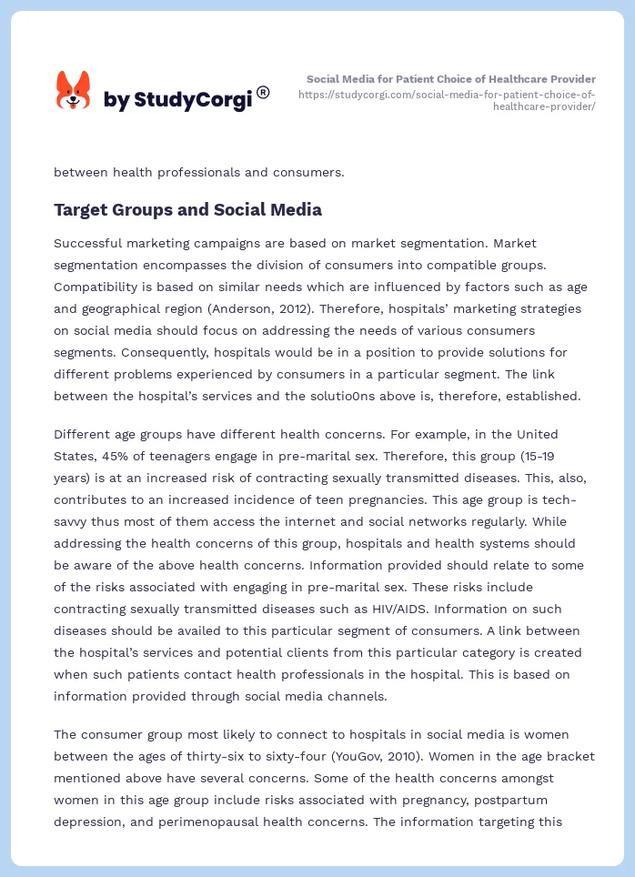 Social Media for Patient Choice of Healthcare Provider. Page 2