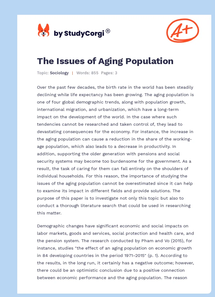 The Issues of Aging Population. Page 1