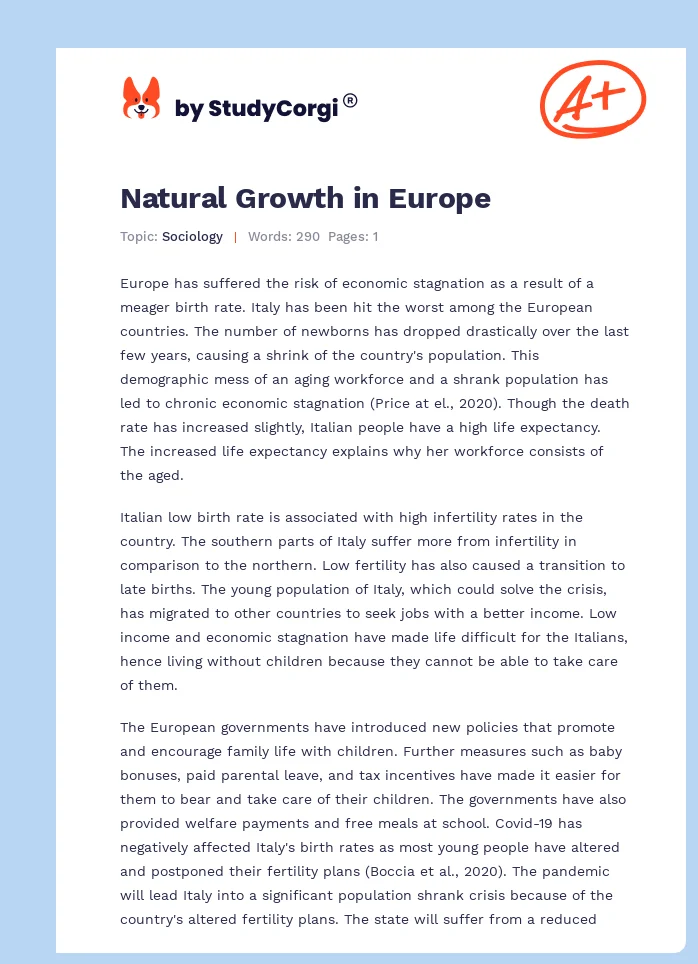 Natural Growth in Europe. Page 1