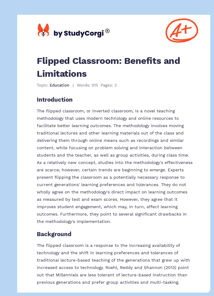 Flipped Classroom: Benefits and Limitations. Page 1