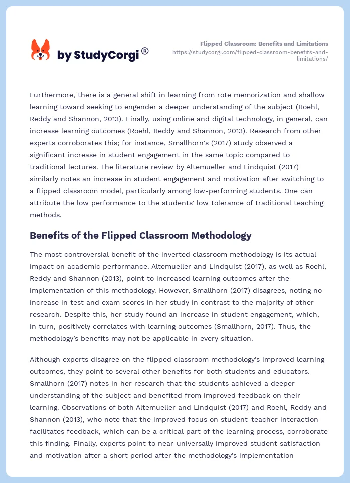 Flipped Classroom: Benefits and Limitations. Page 2