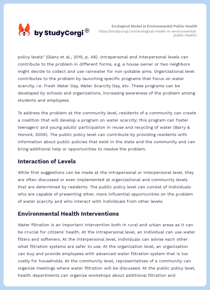 Ecological Model in Environmental Public Health. Page 2