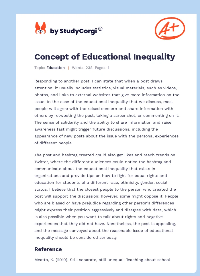 Concept of Educational Inequality. Page 1