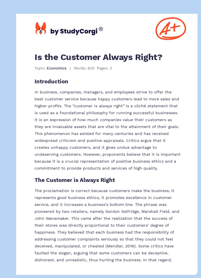 Is the Customer Always Right?. Page 1