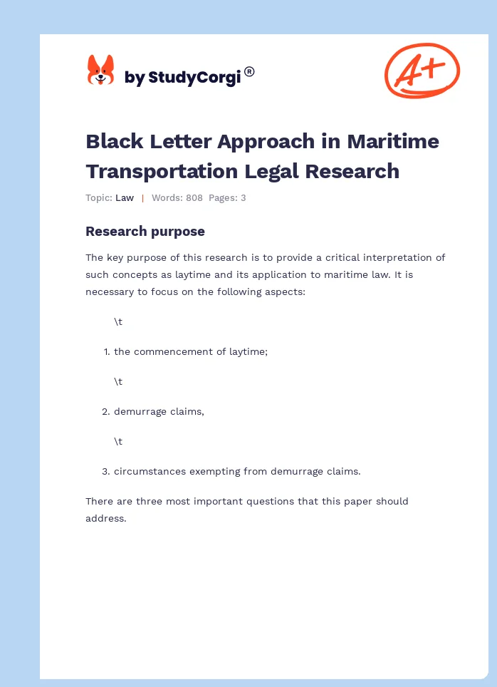 Black Letter Approach in Maritime Transportation Legal Research. Page 1