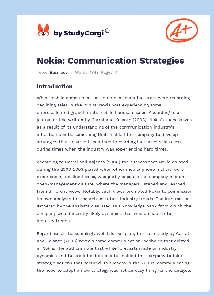 Nokia: Communication Strategies. Page 1