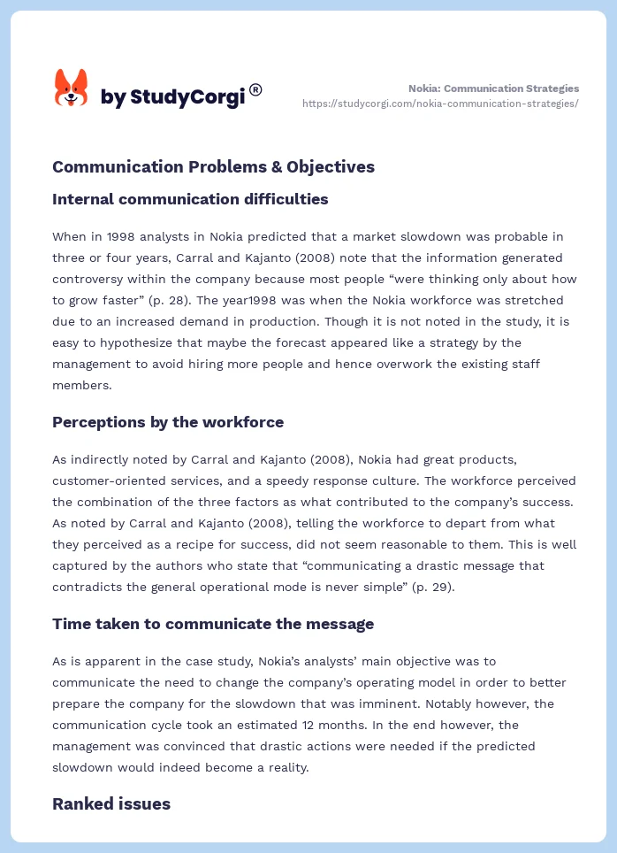 Nokia: Communication Strategies. Page 2