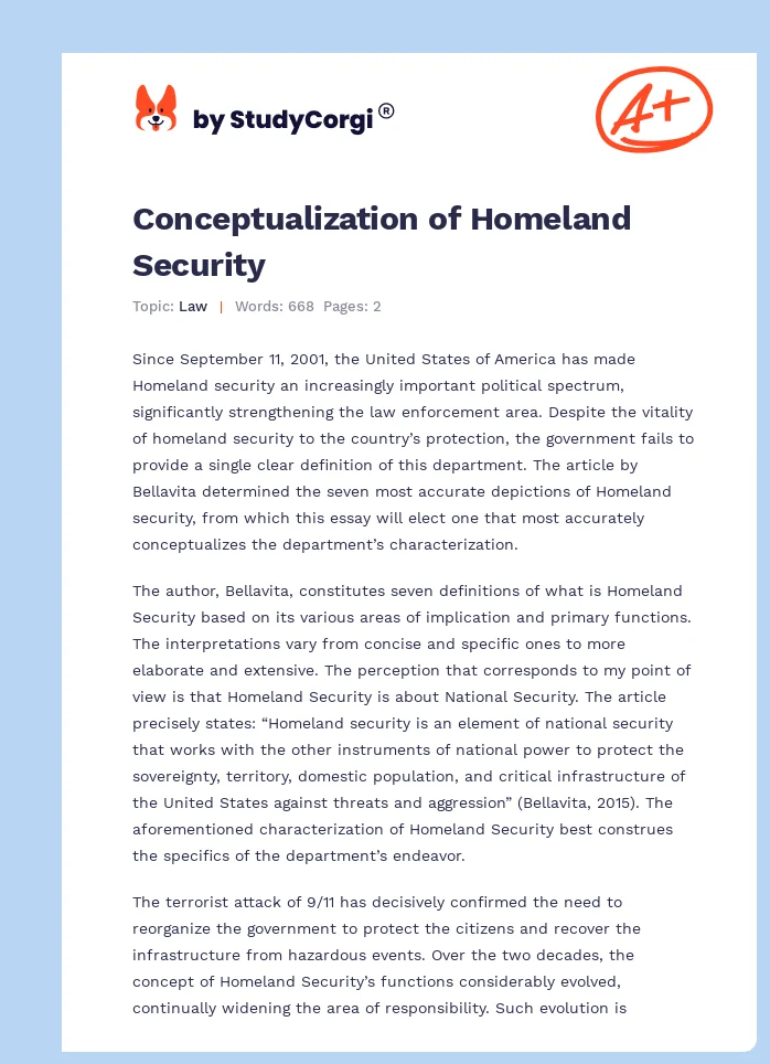Conceptualization of Homeland Security. Page 1