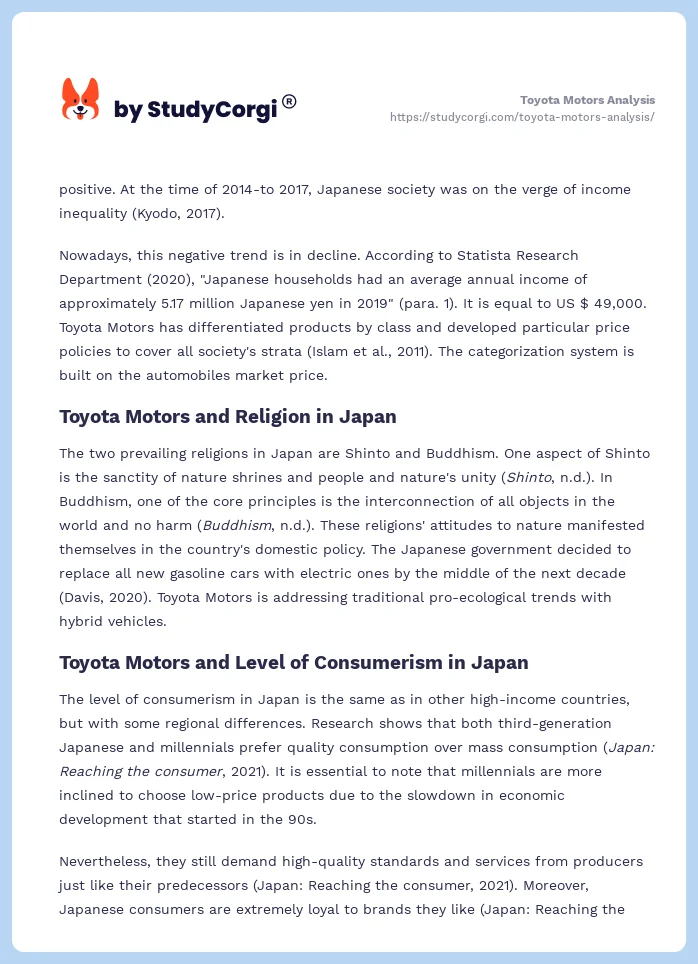 Toyota Motors Analysis. Page 2