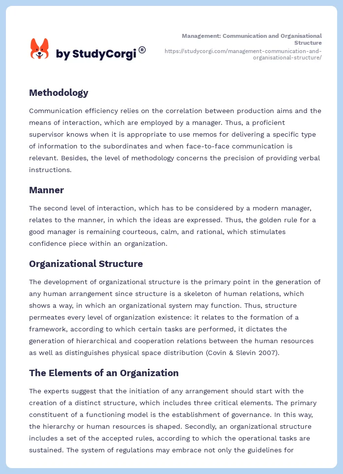 Management: Communication and Organisational Structure. Page 2