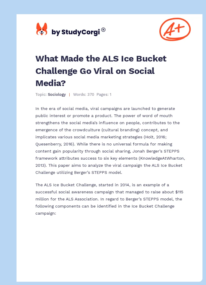 What Made the ALS Ice Bucket Challenge Go Viral on Social Media?. Page 1