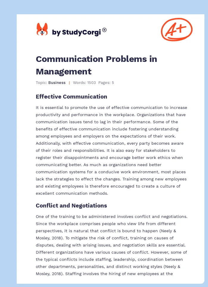 Communication Problems in Management. Page 1