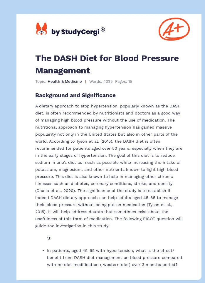 The DASH Diet for Blood Pressure Management. Page 1