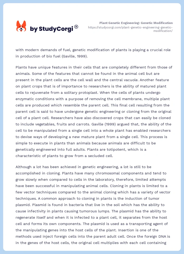 Plant Genetic Engineering: Genetic Modification. Page 2