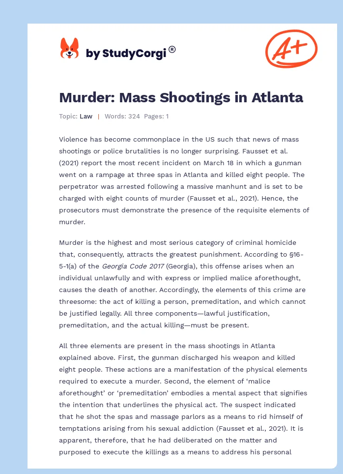 Murder: Mass Shootings in Atlanta. Page 1