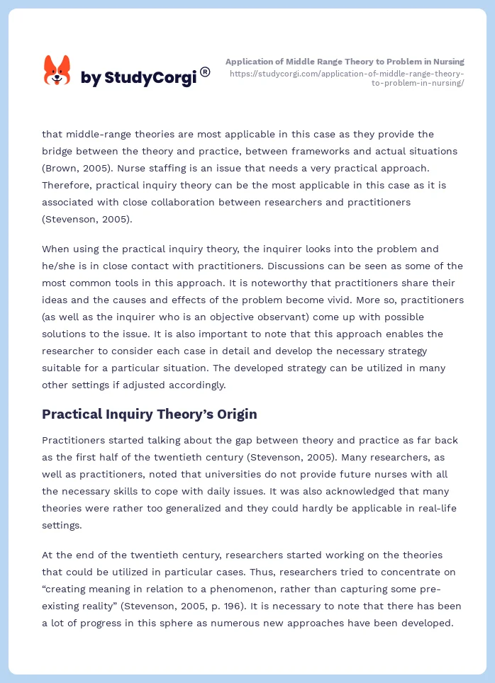 Application of Middle Range Theory to Problem in Nursing. Page 2