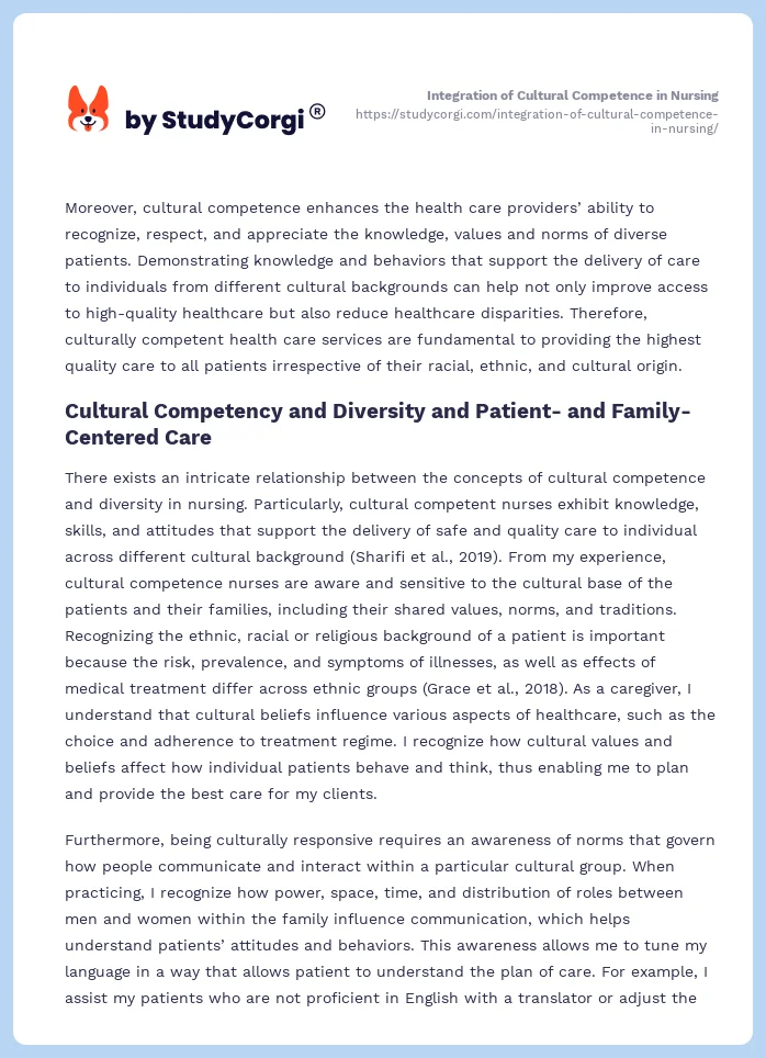 cultural competence essay nursing