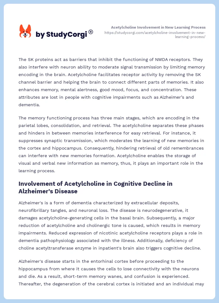 Acetylcholine Involvement in New Learning Process. Page 2