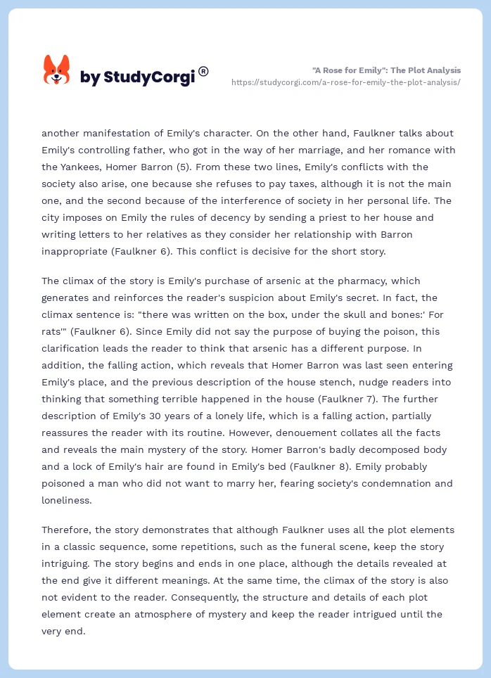  A Rose For Emily The Plot Analysis Free Essay Example