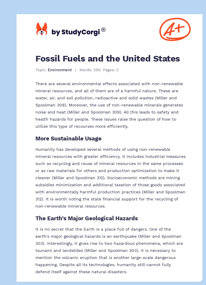 Fossil Fuels and the United States. Page 1