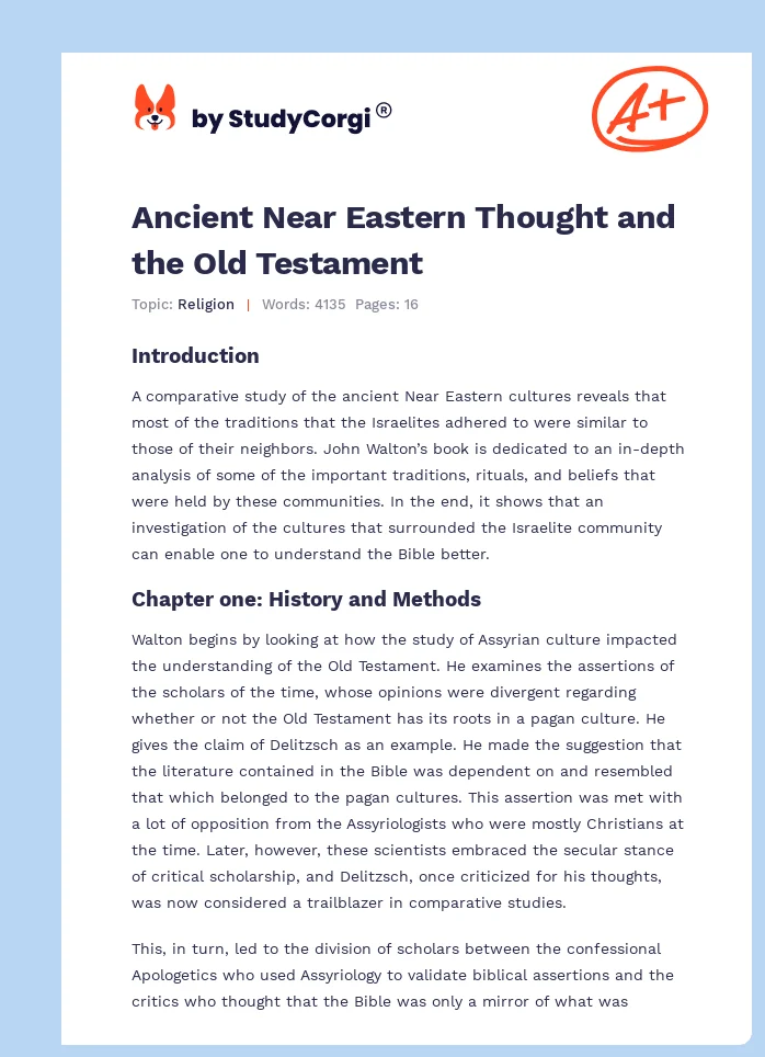 Ancient Near Eastern Thought and the Old Testament. Page 1