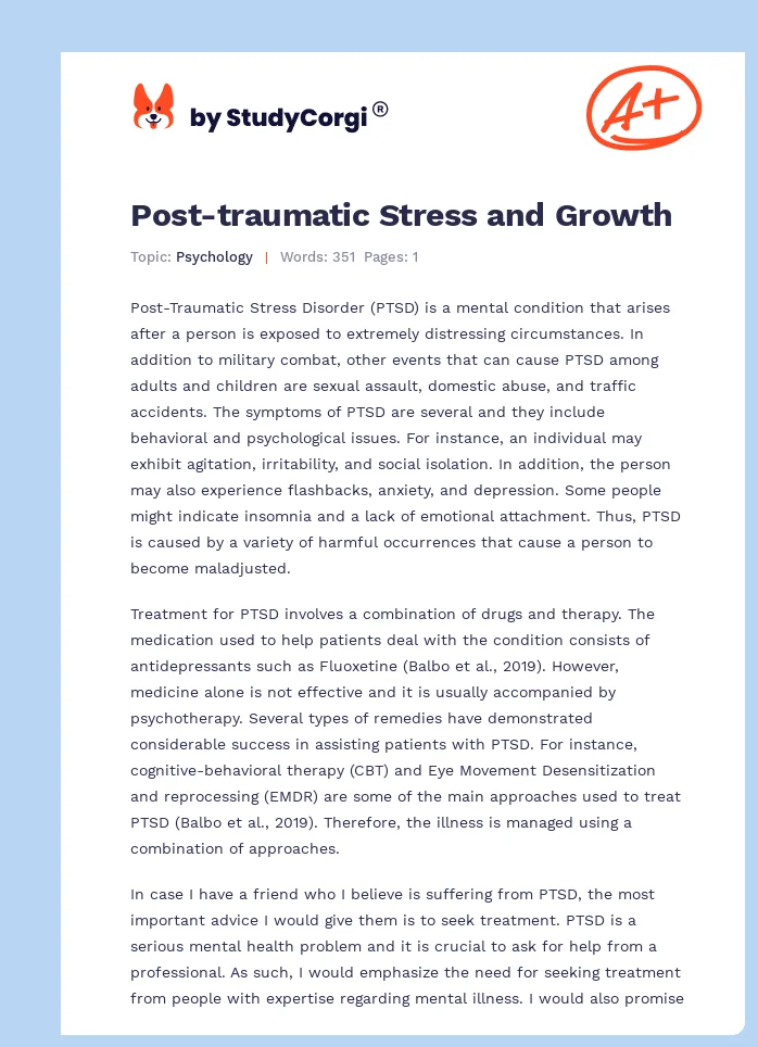 Post-traumatic Stress and Growth. Page 1