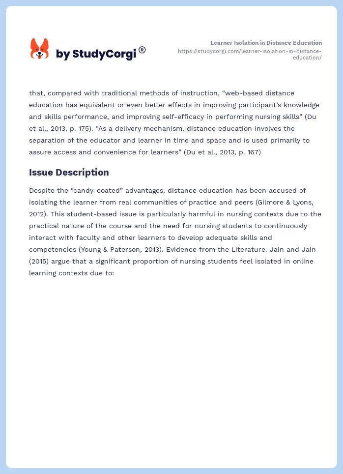 Learner Isolation in Distance Education. Page 2