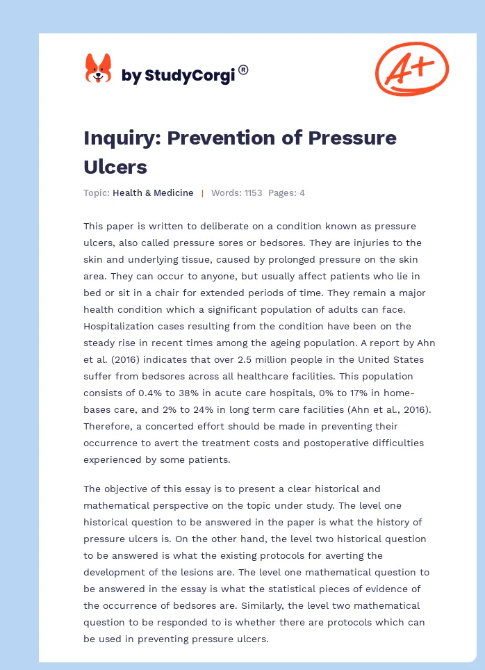 Inquiry: Prevention of Pressure Ulcers. Page 1