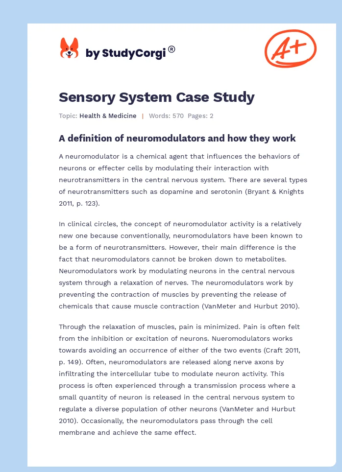 Sensory System Case Study. Page 1