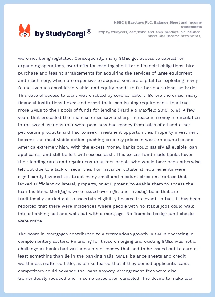 HSBC & Barclays PLC: Balance Sheet and Income Statements. Page 2