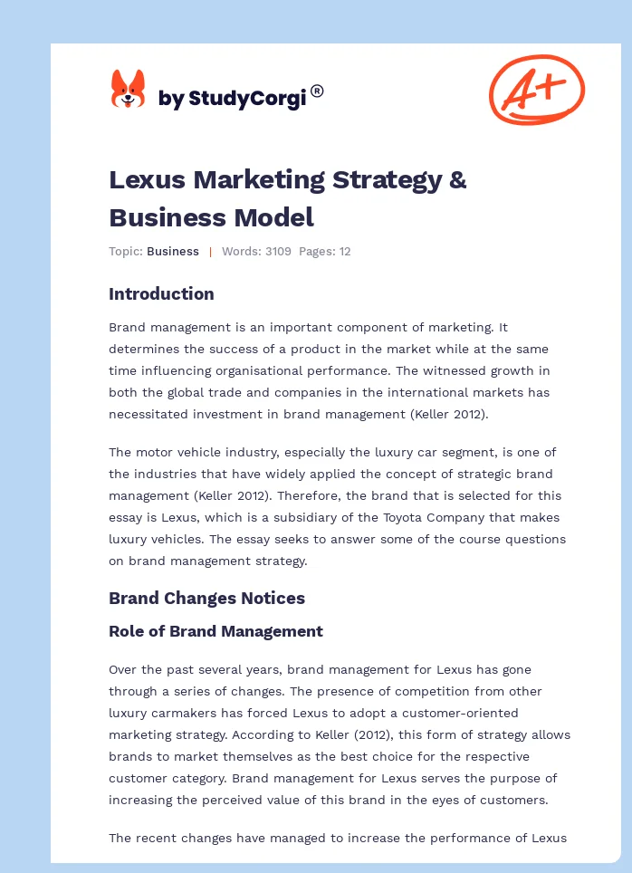 Lexus Marketing Strategy & Business Model. Page 1