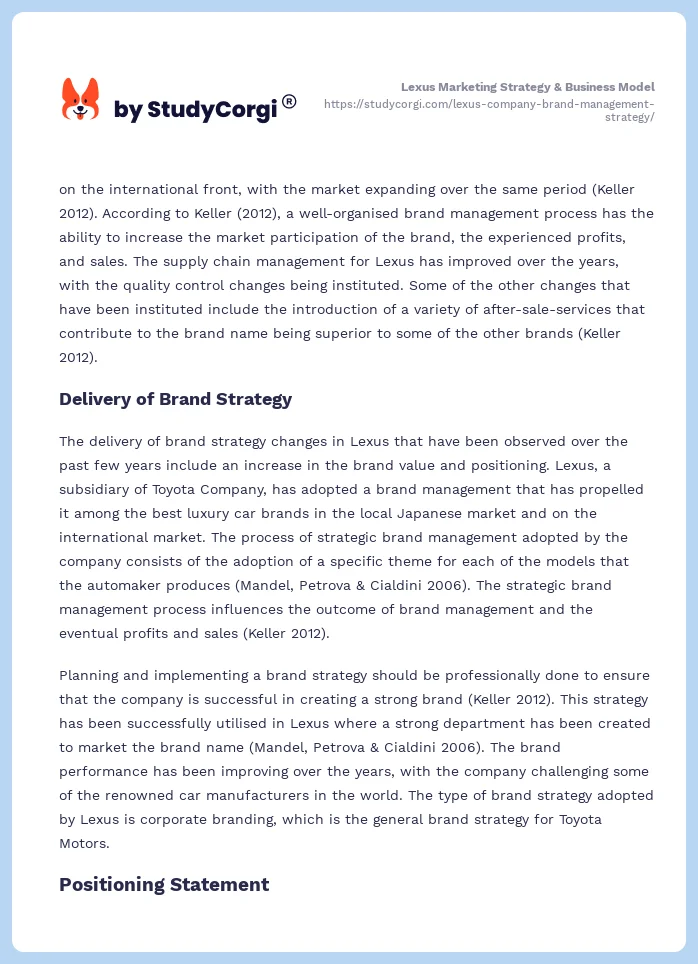 Lexus Marketing Strategy & Business Model. Page 2