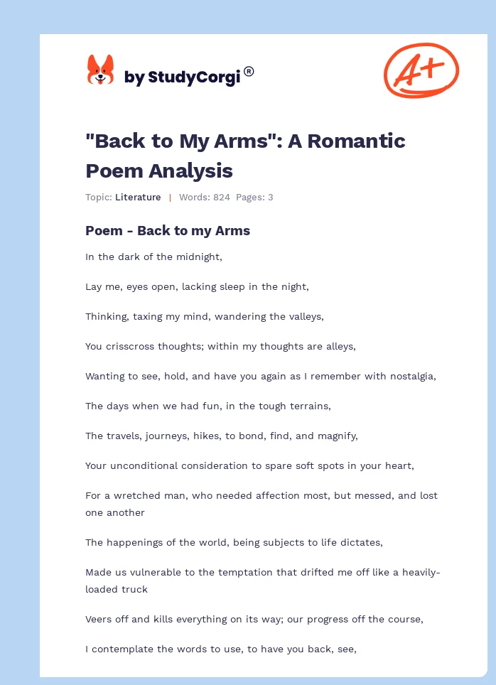 "Back to My Arms": A Romantic Poem Analysis. Page 1
