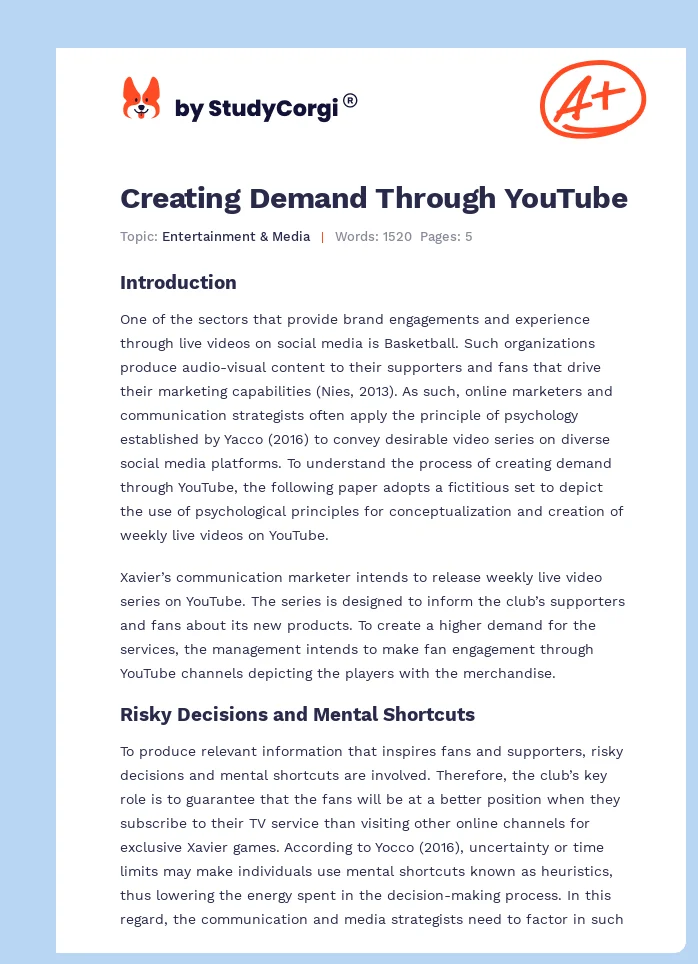 Creating Demand Through YouTube. Page 1