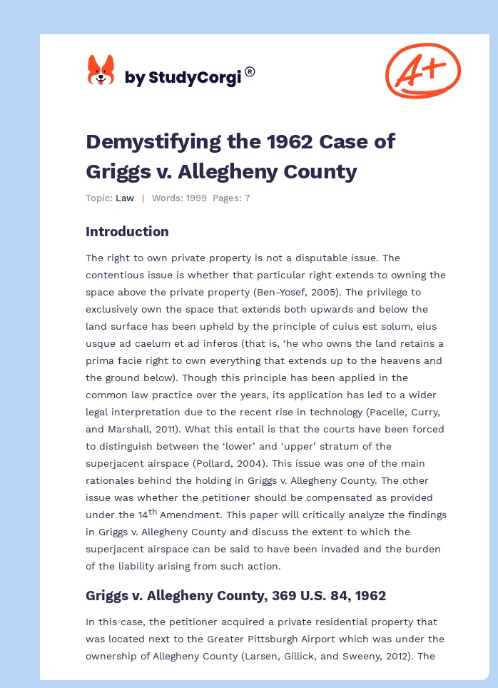 Demystifying the 1962 Case of Griggs v. Allegheny County. Page 1
