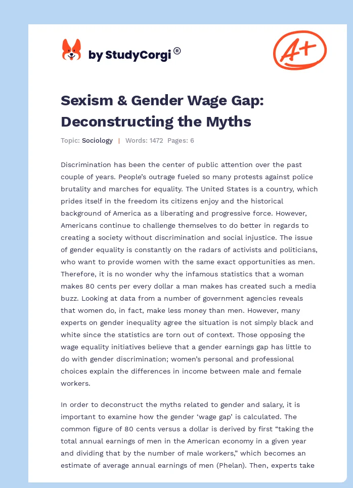 Sexism & Gender Wage Gap: Deconstructing the Myths. Page 1