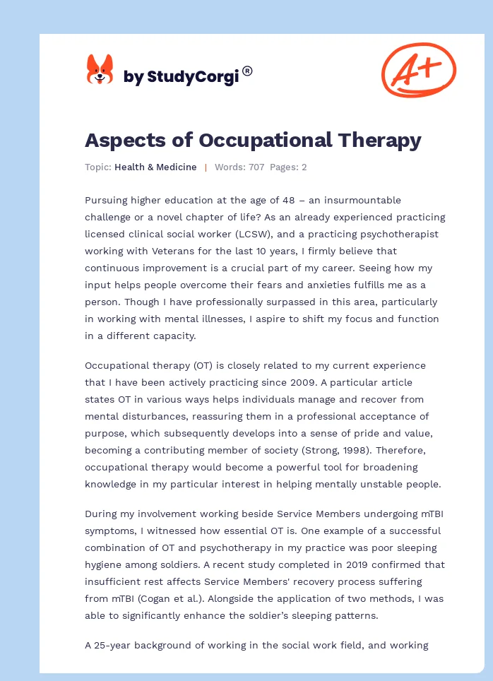 Aspects of Occupational Therapy. Page 1