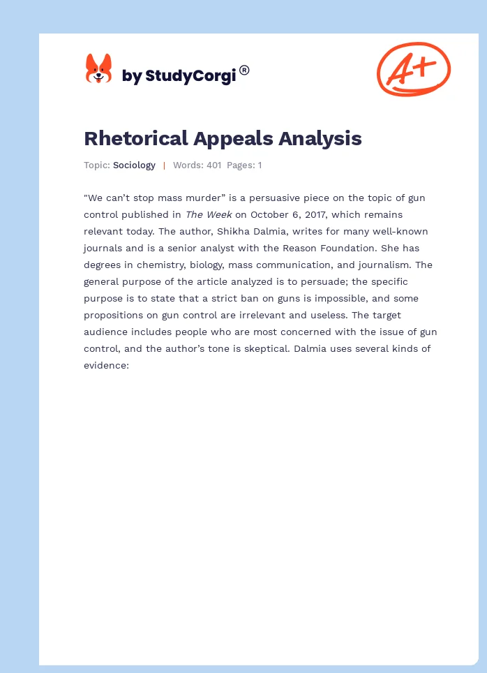 Rhetorical Appeals Analysis. Page 1