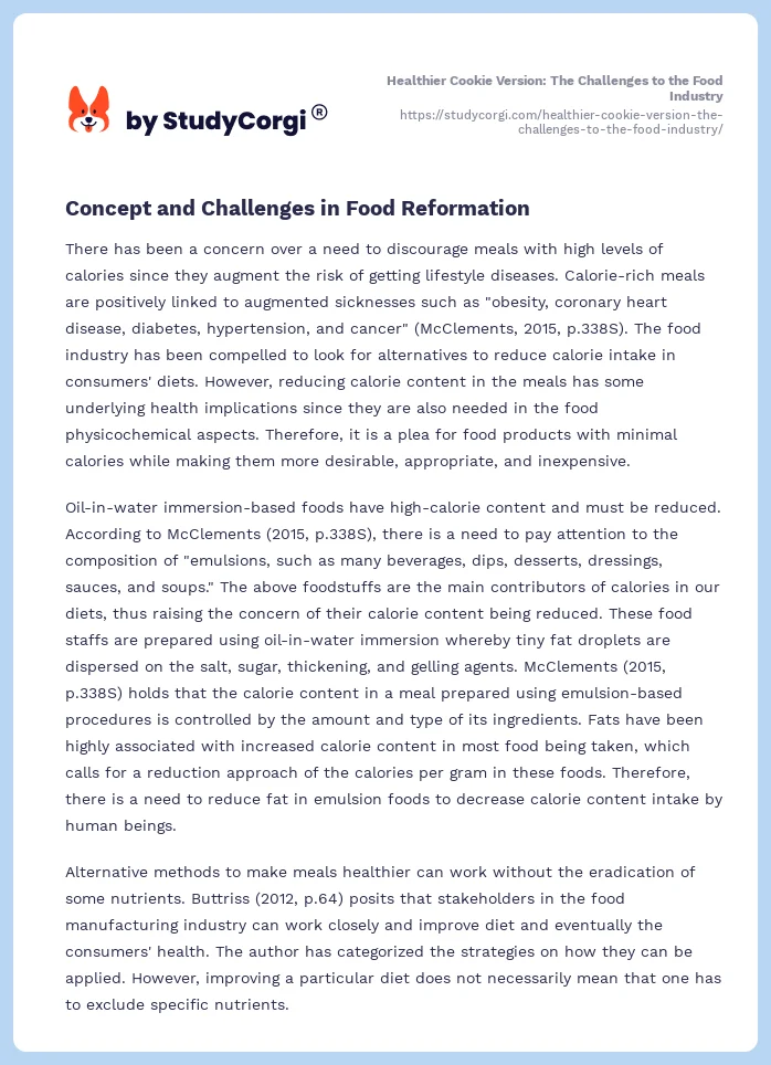 Healthier Cookie Version: The Challenges to the Food Industry. Page 2