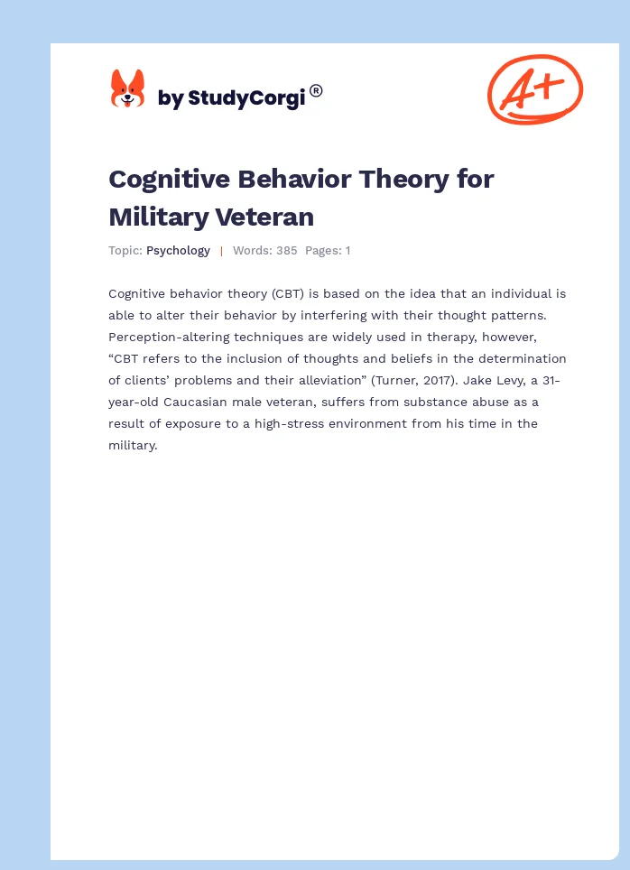 Cognitive Behavior Theory for Military Veteran. Page 1